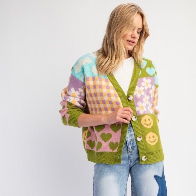 Patchwork Pattern Knit Sweater