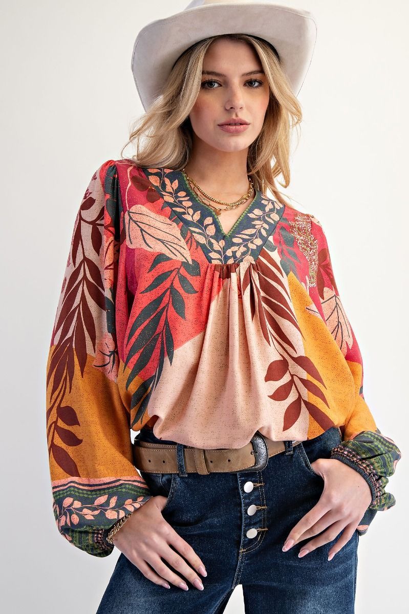 Border Printed Challis Top