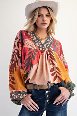 Border Printed Challis Top