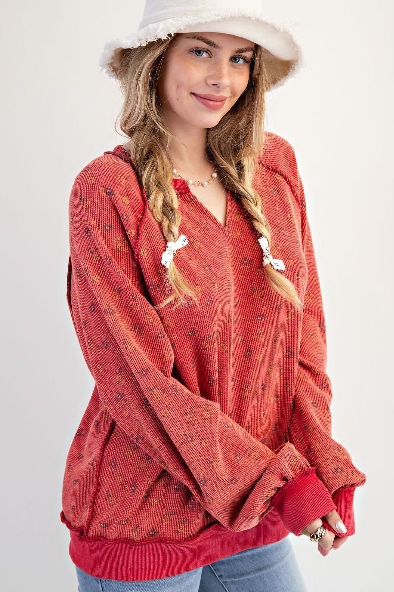 Printed Thermal Knit Top
