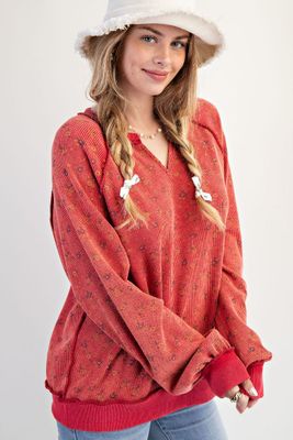 Printed Thermal Knit Top