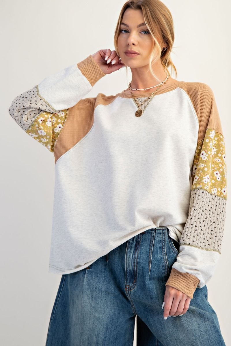 Patchwork Sleeve Pullover