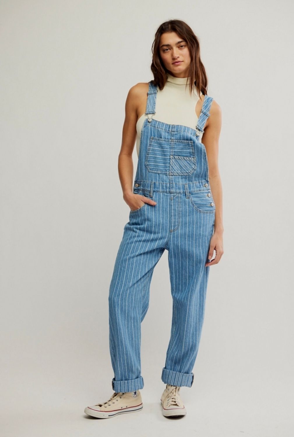 Ziggy Overall Striped Denim, Beachcomber