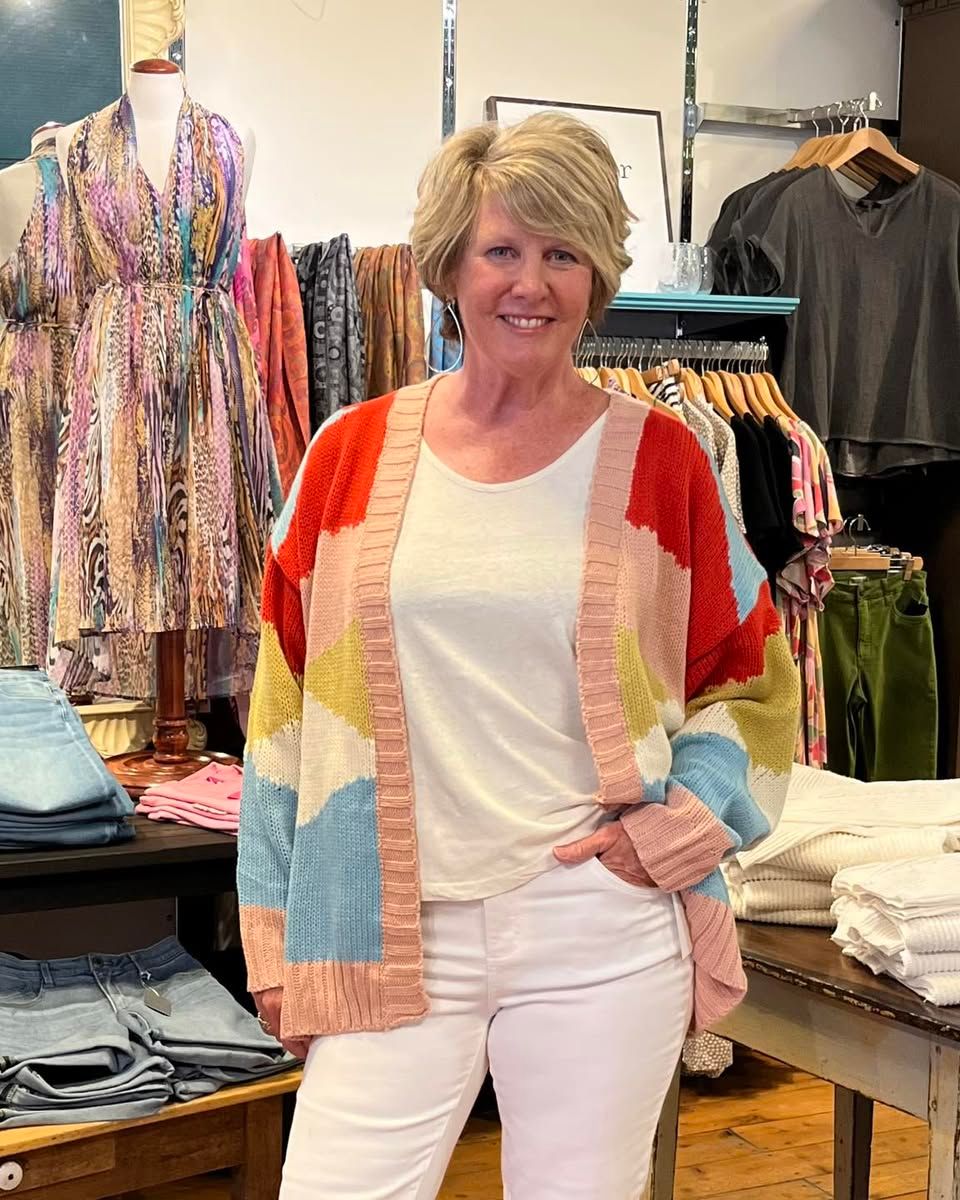 Colour Block Knit Sweater Cardigan - SALE -