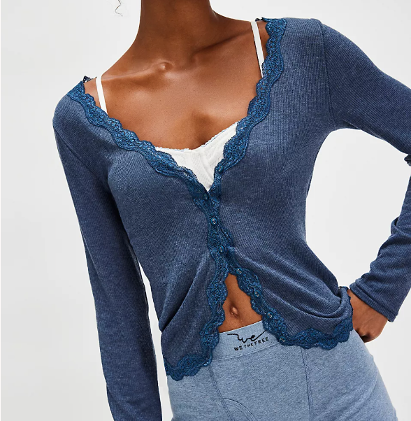 Big Love Lace Edge Cardi Top