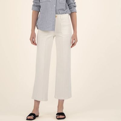 Charlotte High Rise, Front &amp; Back Seams, Ecru