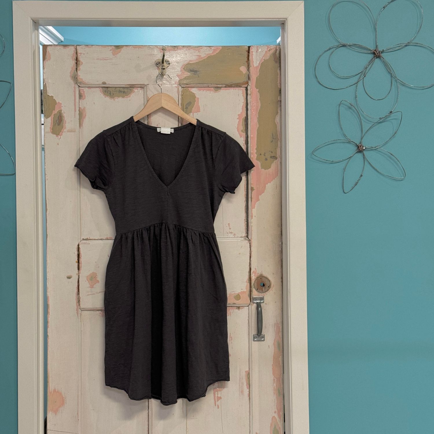 V Neck Shirred Dress