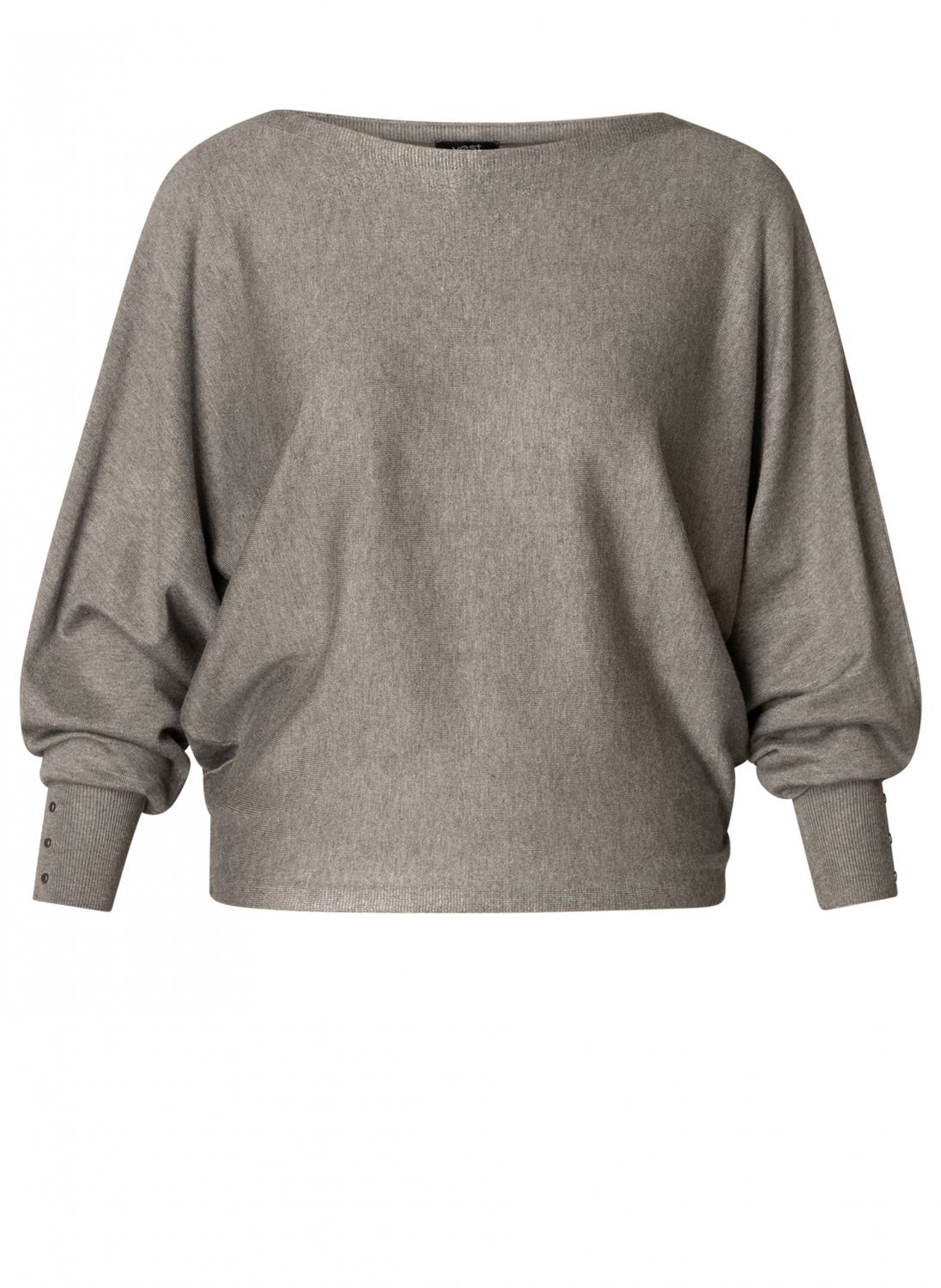 Nanou Slouchy Sweater, Btn Cuff Detail, Grey Melange