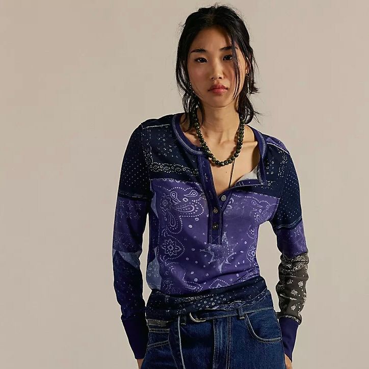 Indie Printed Cuff Top