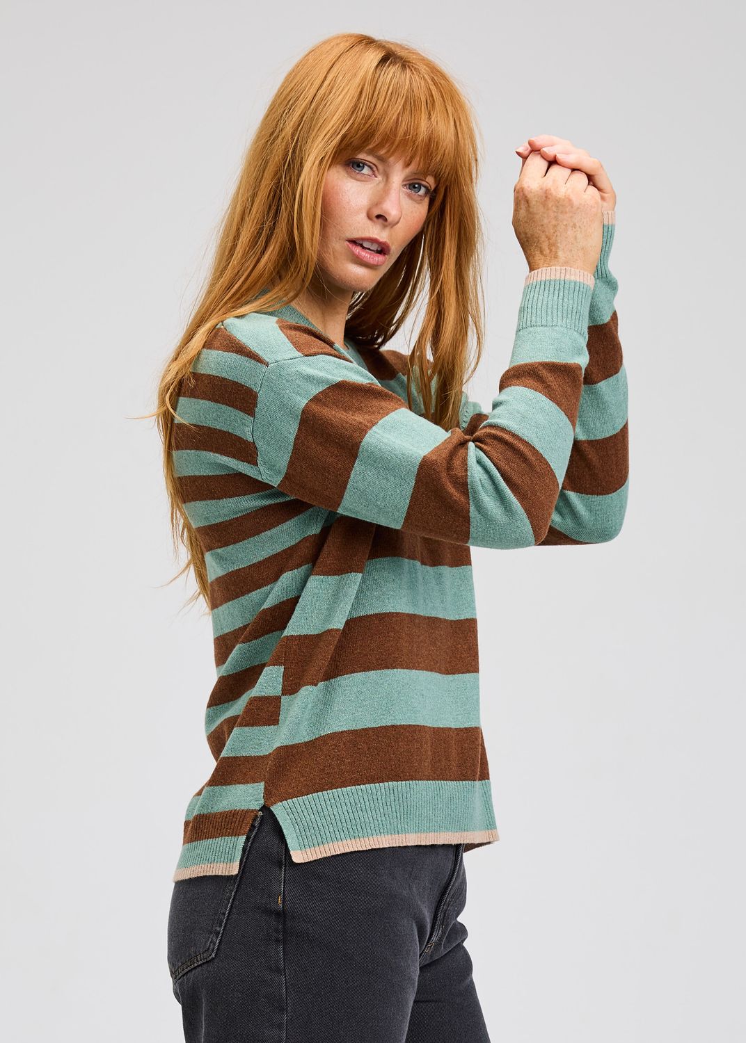 Multi Stripe Crew Sweater