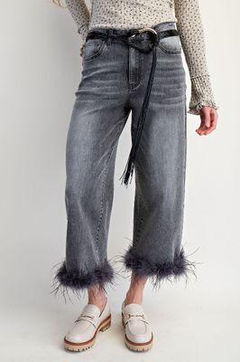 Feather Bottom Hem Stretch Denim