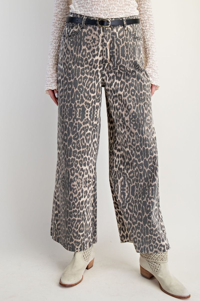 Animal Print Twill Pants