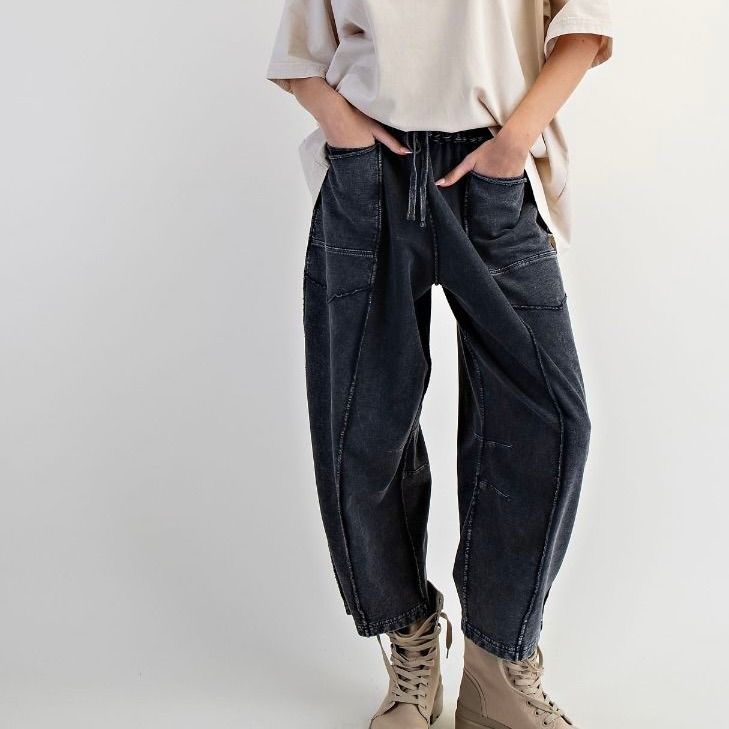 Terry Knit Barrel Pants