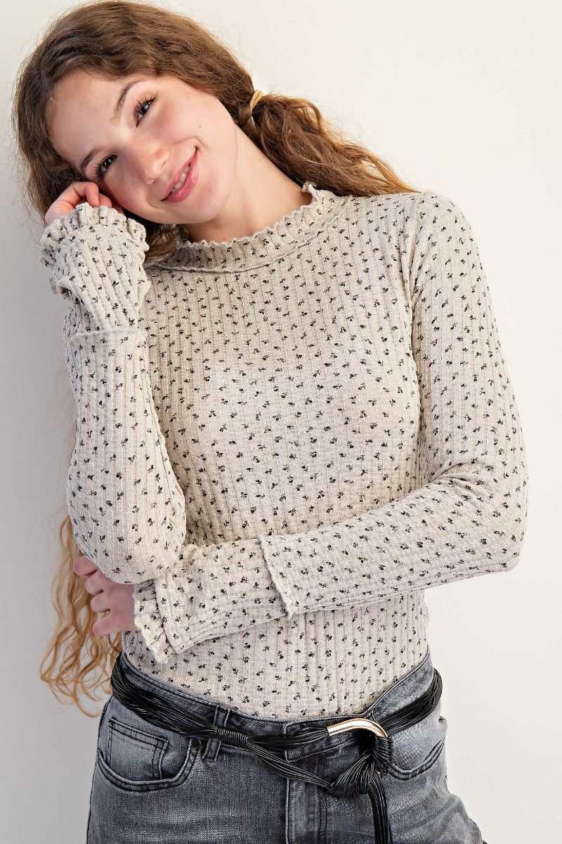 Floral Printed Ruffle Cuff Top - SALE -