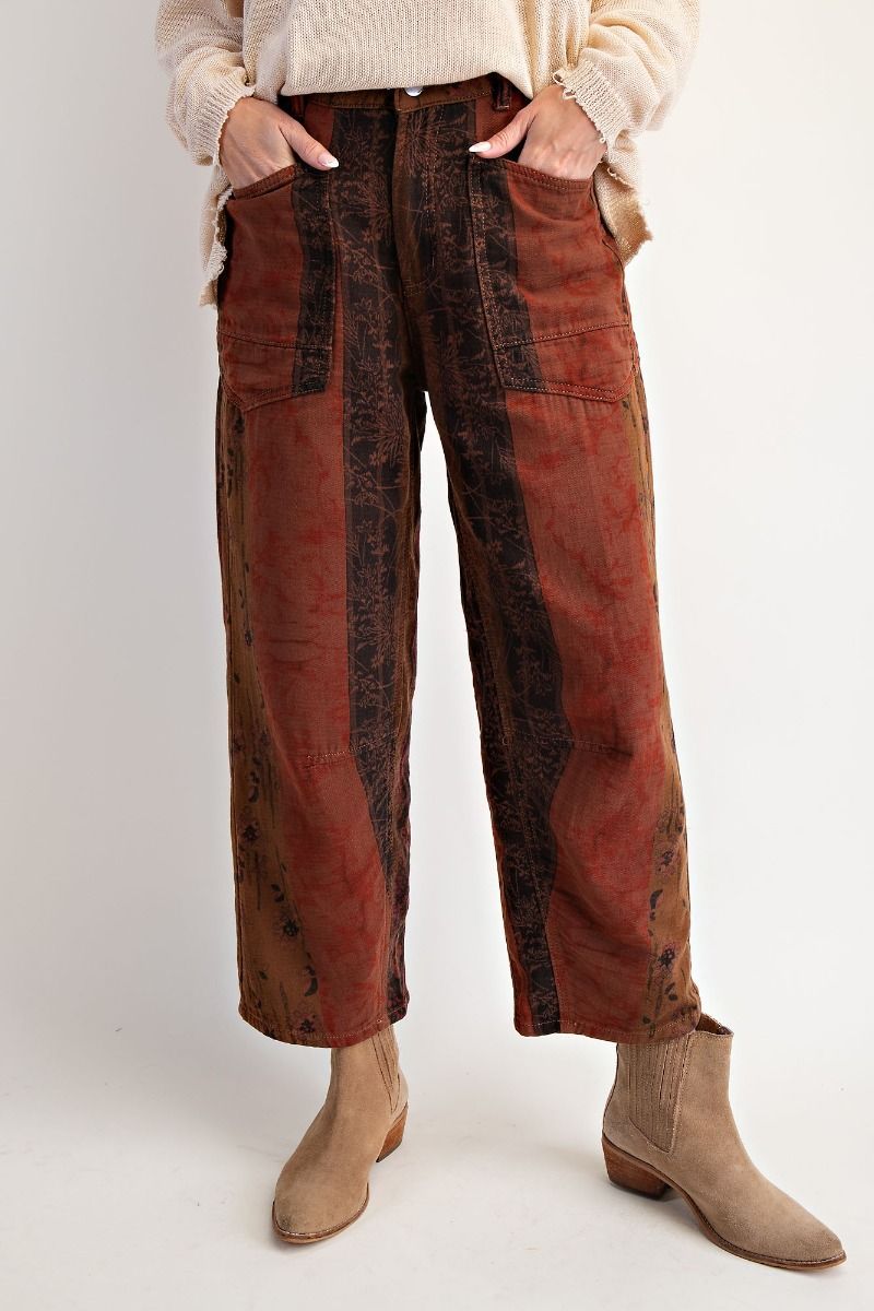 Patch Printed Cotton Pants