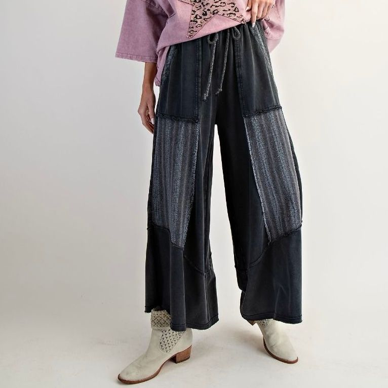 Jaquard Contrast Washed Terry Pants
