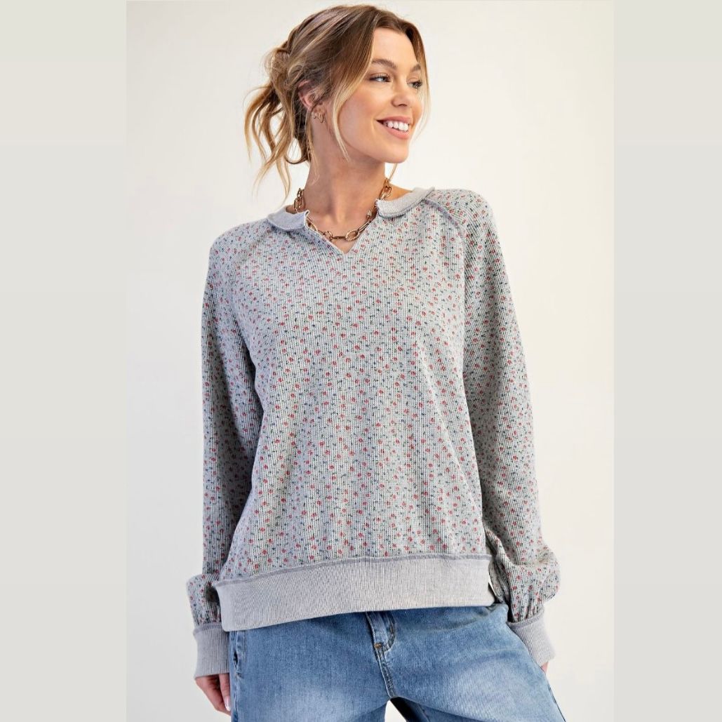 Floral Print Thermal Sweatshirt