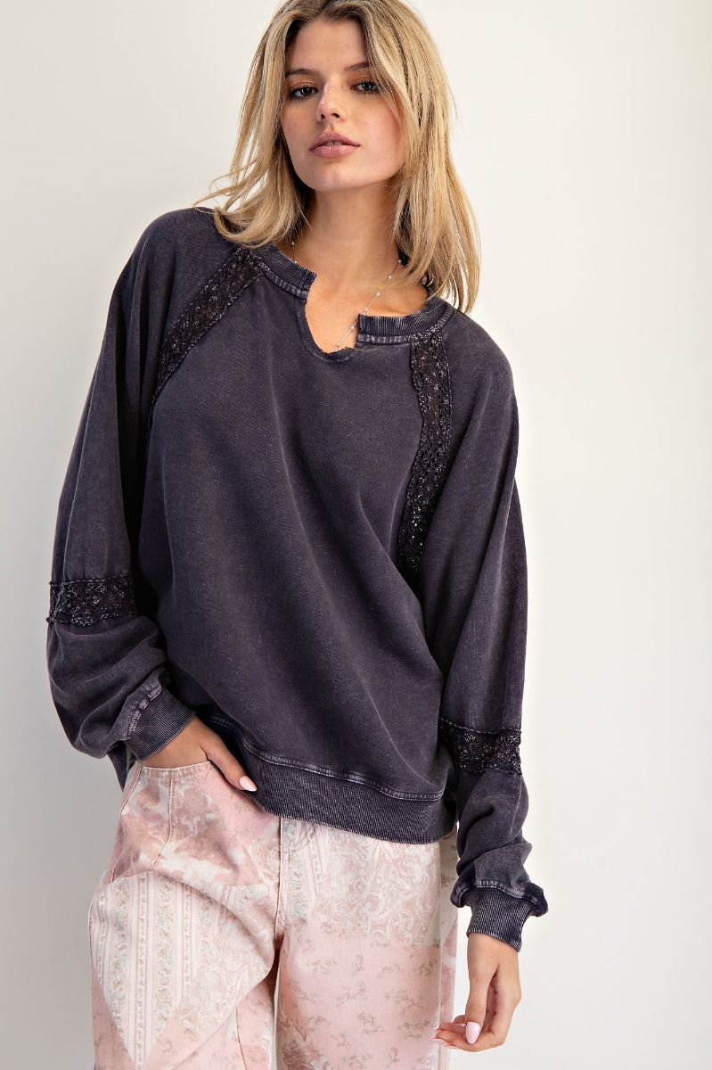 Crochet Tape Detail Pullover