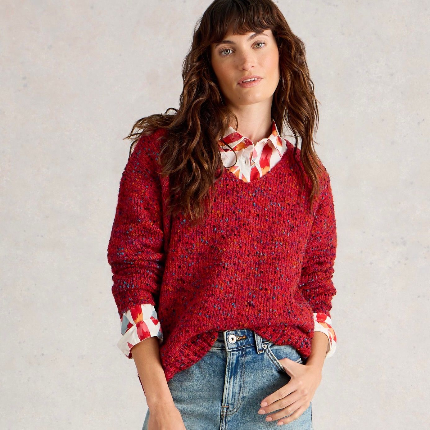 Textured V Neck Sweater