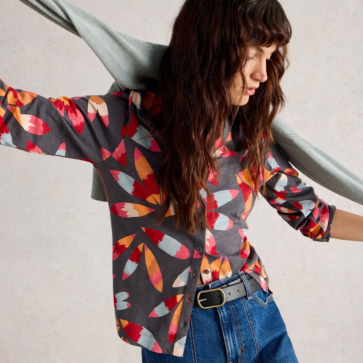 Annie Abstract Floral Jersey Shirt