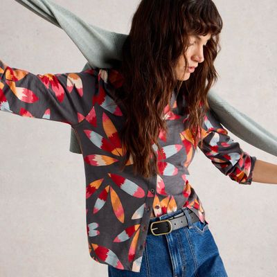 Annie Abstract Floral Jersey Shirt