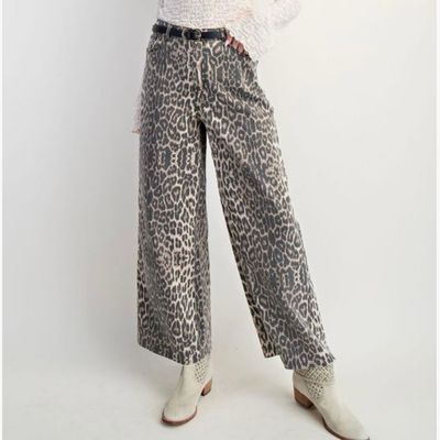 Animal Print Twill Pants