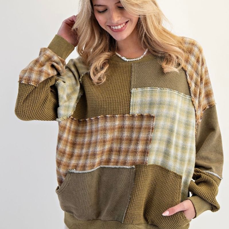 Patchwork Washed Pullover