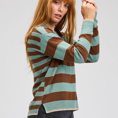 Multi Stripe Crew Sweater
