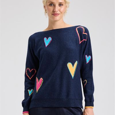 Intarsia Hearts Sweater