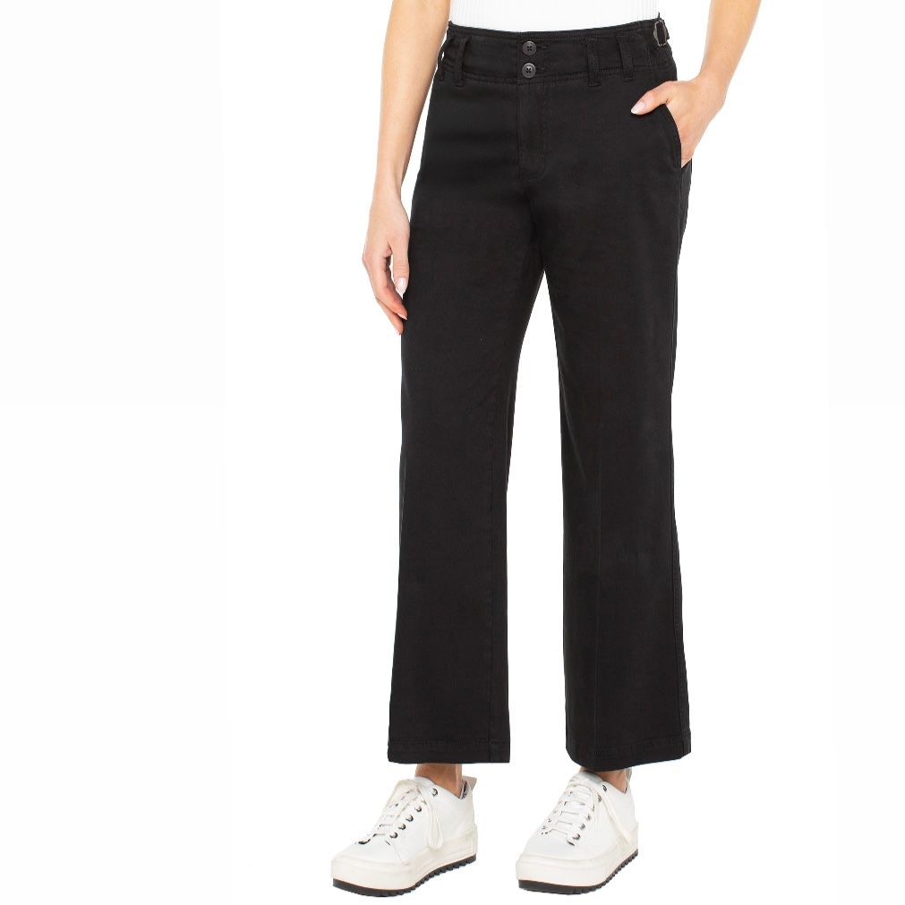 Hi Rise Cinch Waist Wide Leg, Onyx