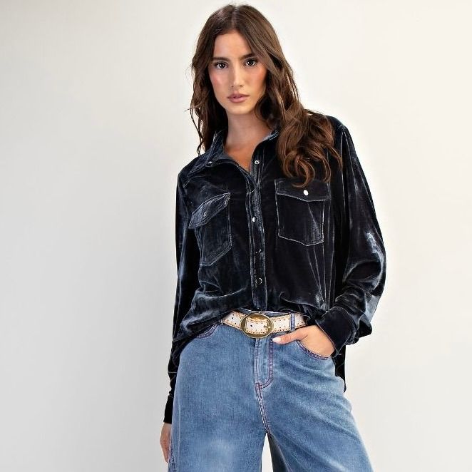 Button Down Velvet Shirt