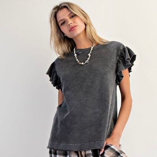 Wing Sleeve Slub Knit Top