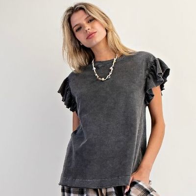 Wing Sleeve Slub Knit Top