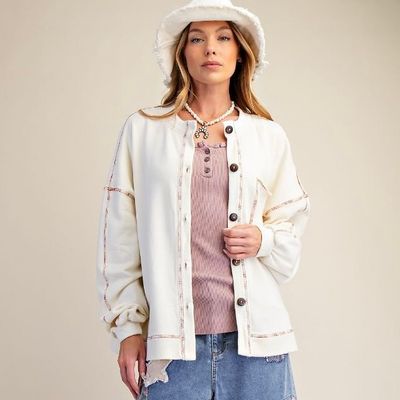 Button Down Terry Cardigan