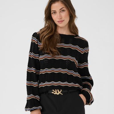 Wavy Knit Stripe Sweater