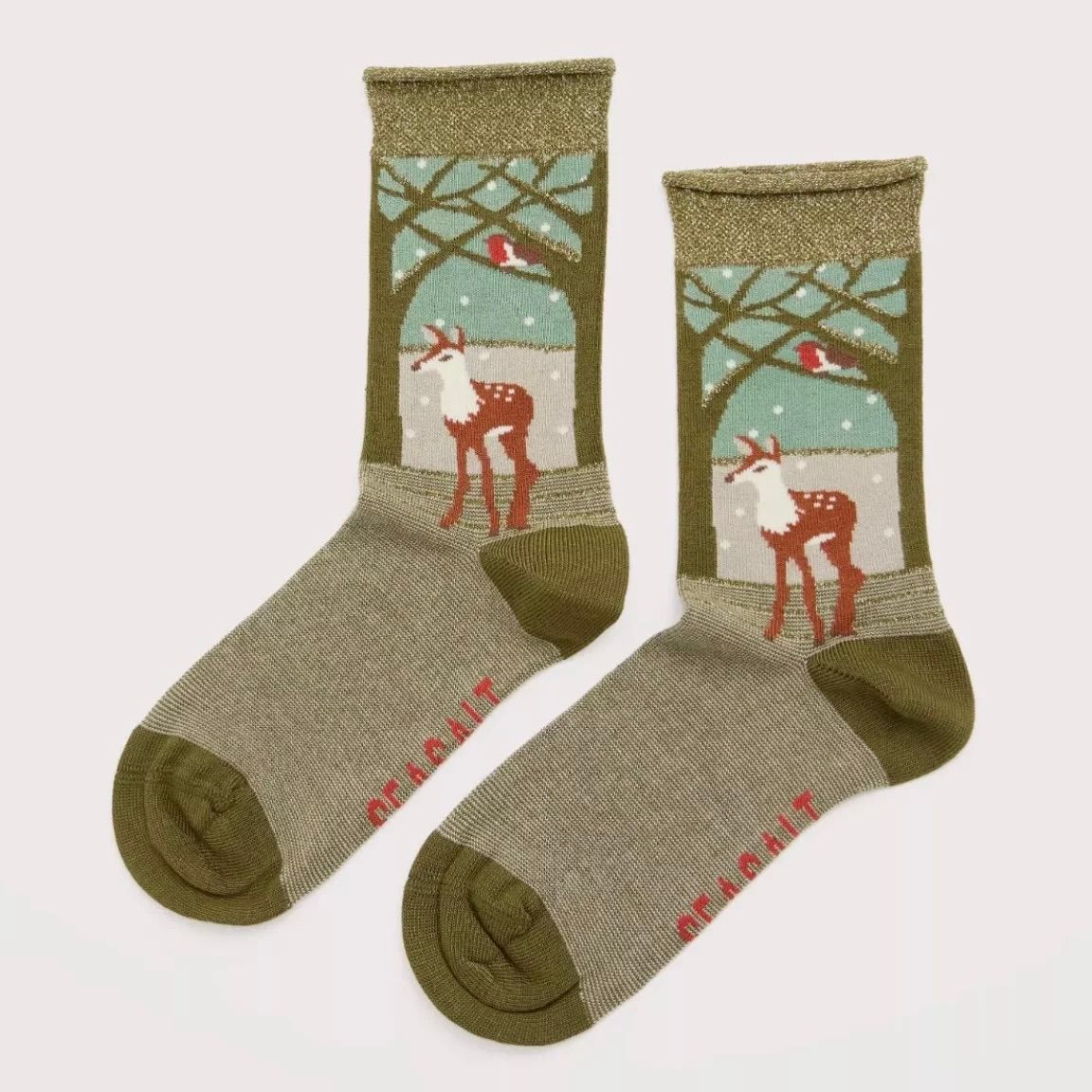 Snowy Scenes Socks, Deer