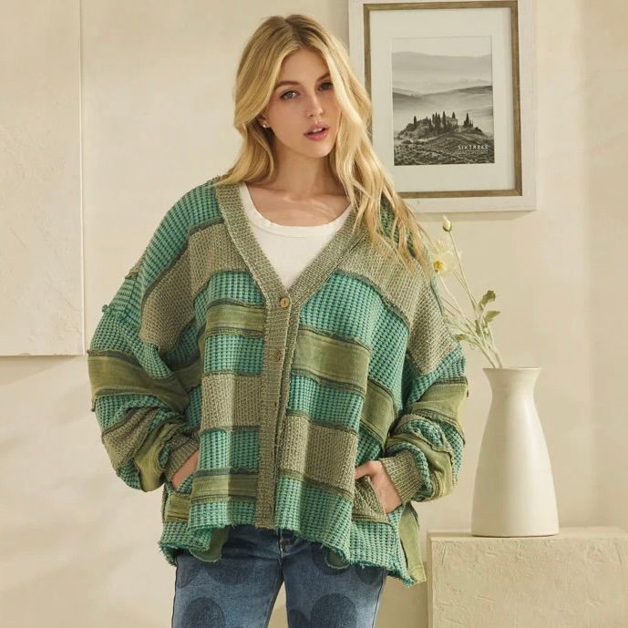 Washed Patchwork Cardigan