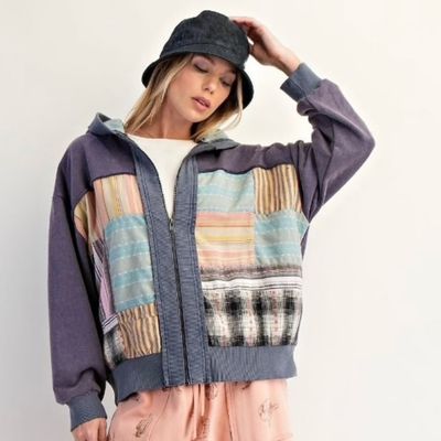 Multi Colour Terry Zip Up Hoodie