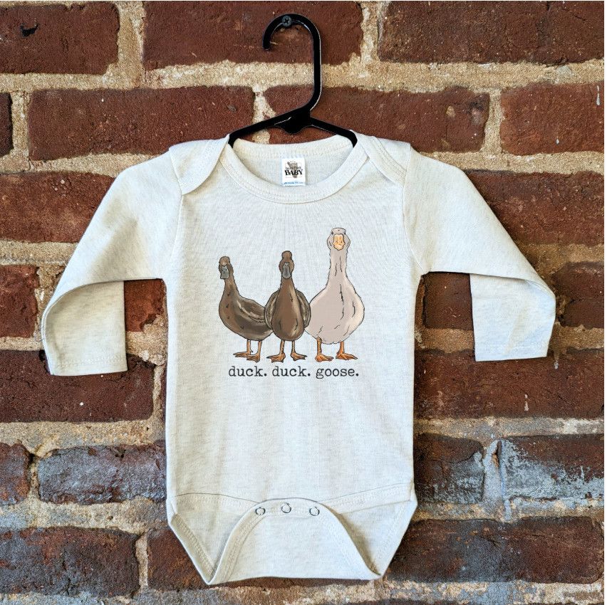Onesie, &quot;Duck. Duck. Goose&quot; Beige