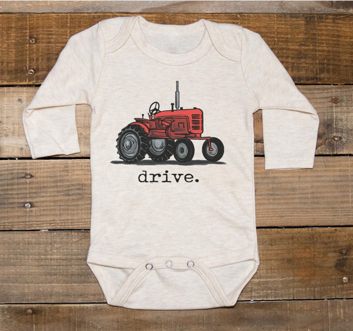 Onesie, &quot;Drive&quot; Red Tractor