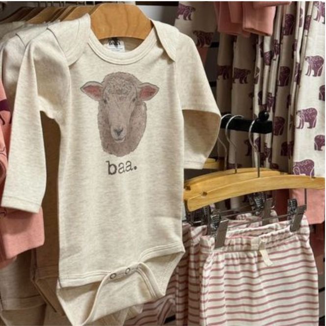Onesie, &quot;Baa&quot; Sheep, Beige