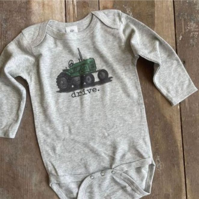 Onesie, &quot;Drive&quot; Green Tractor