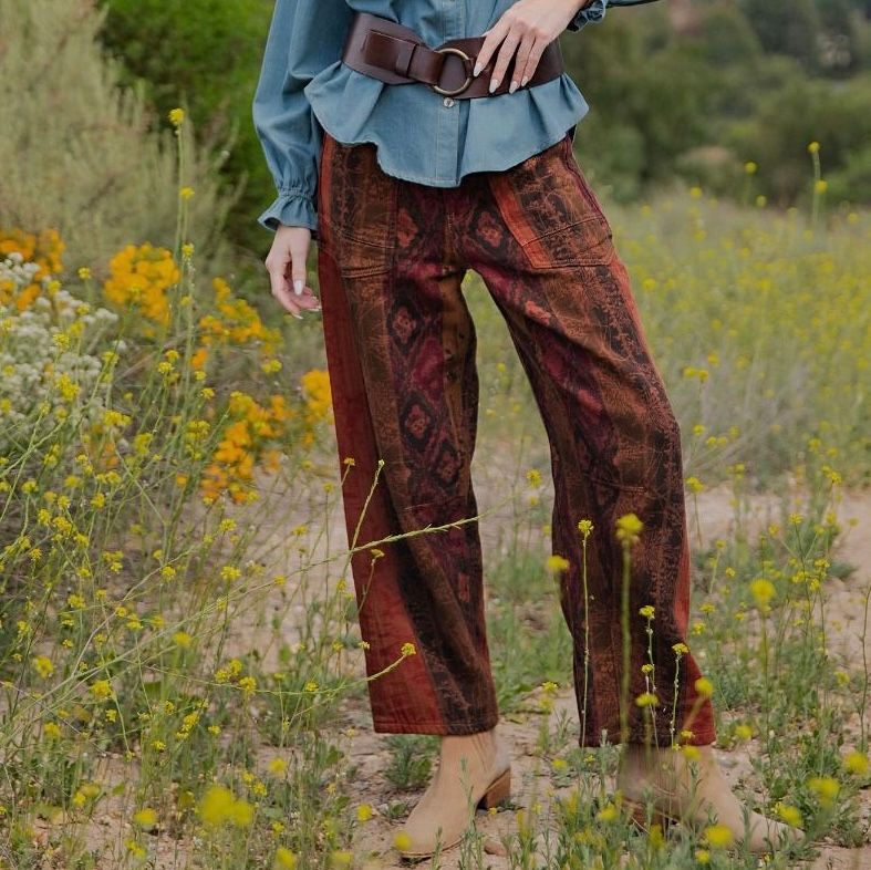 Patch Printed Cotton Pants