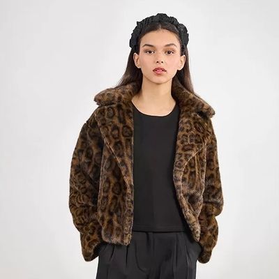 Leopard Faux Fur Jacket, Brown
