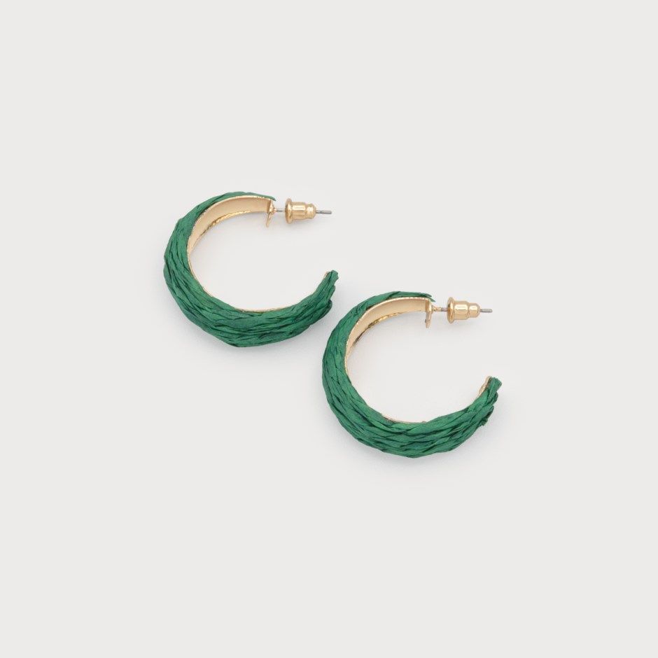 🇨🇦 Paper &amp; Metal Hoop Earrings (3 colours), Color: Green