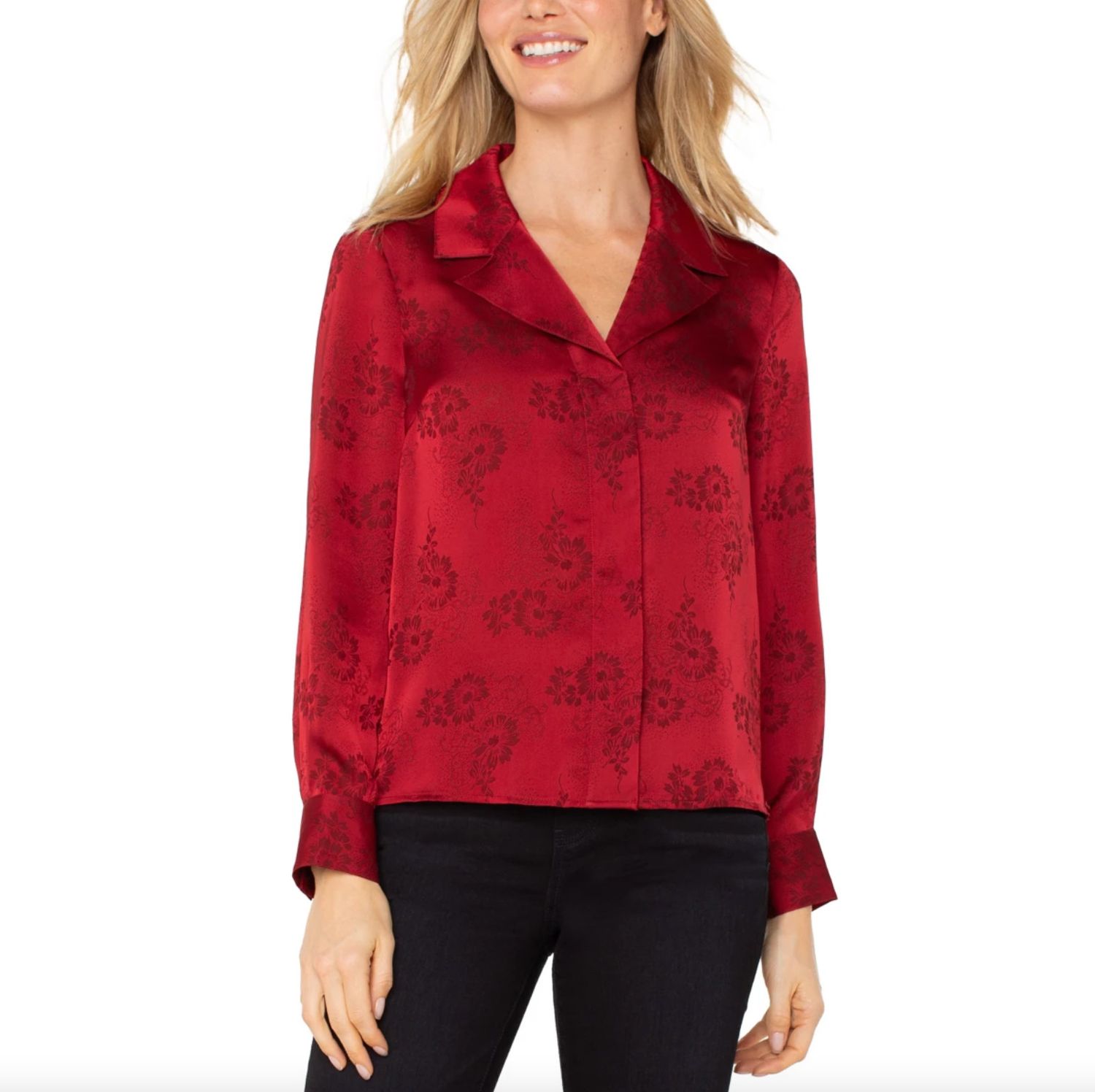 Floral Hidden Button Blouse
