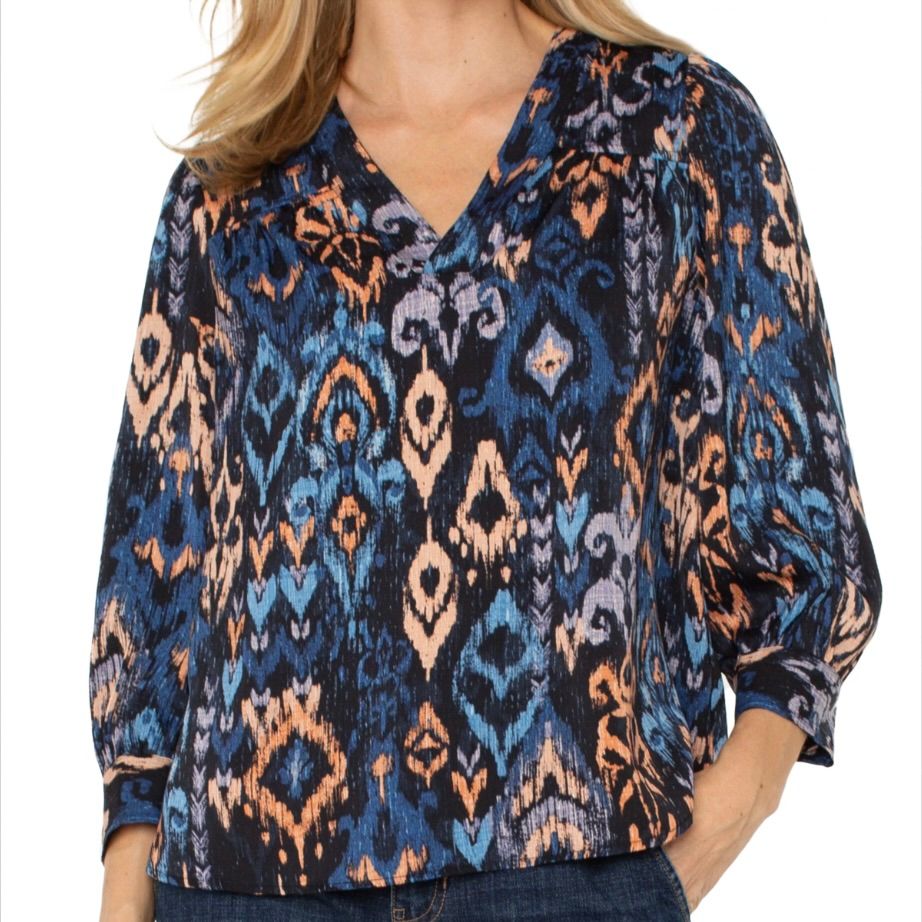3/4 Sleeve V Neck Blouse