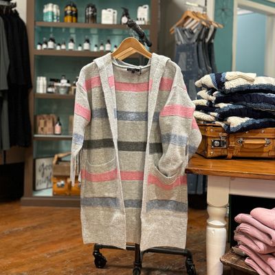 🇨🇦 Knit Stripe Hooded Cardi