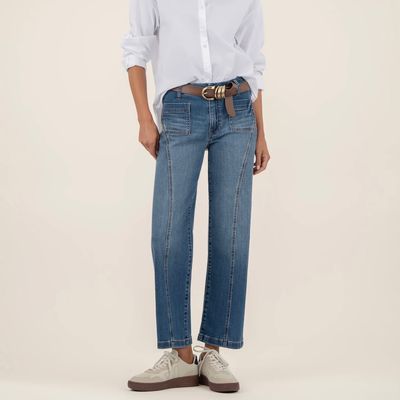 Charlotte Wide Leg, Patch Pocket Jean, Vibrant