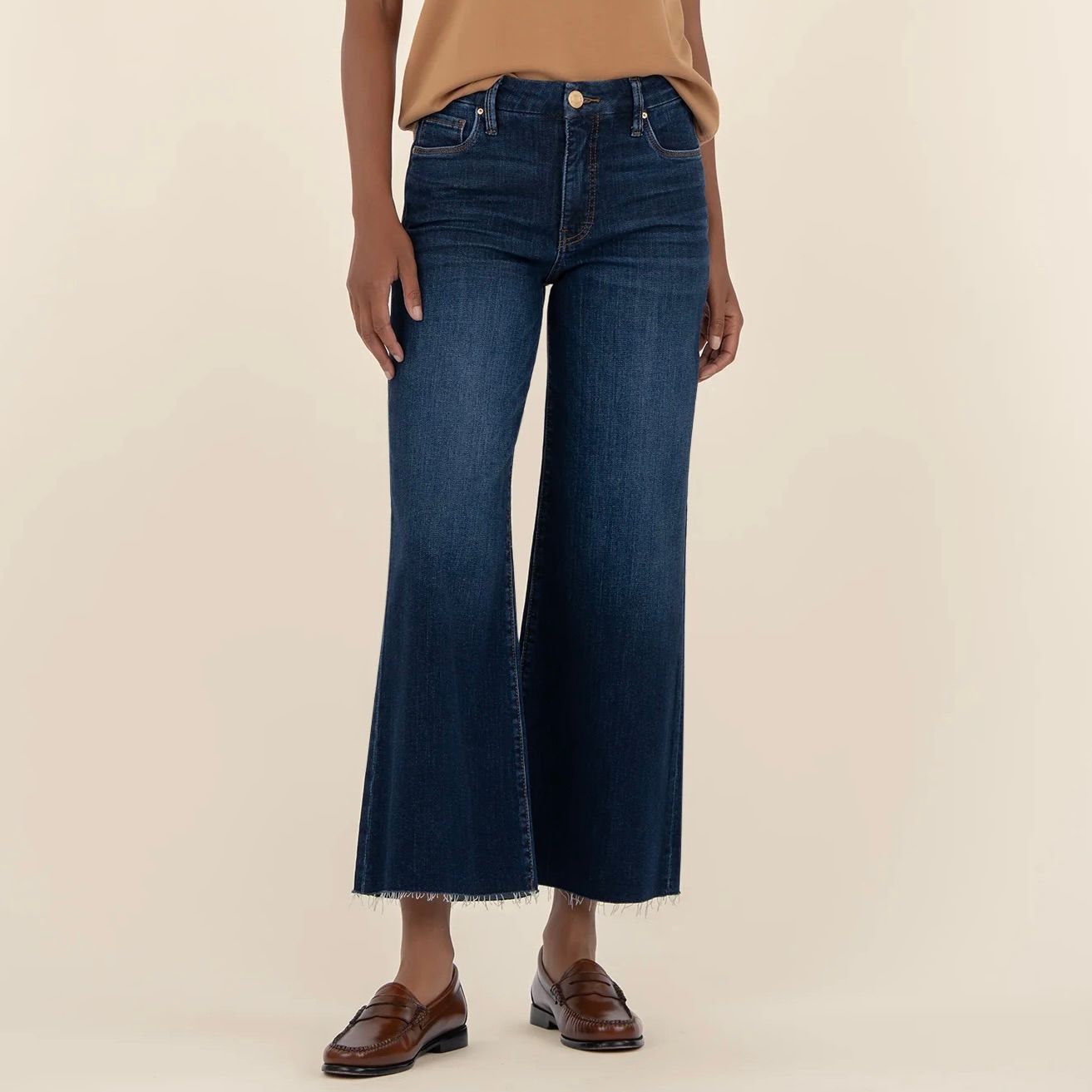 Meg High Rise, Wide Leg, Raw Hem Jean, Innoxious